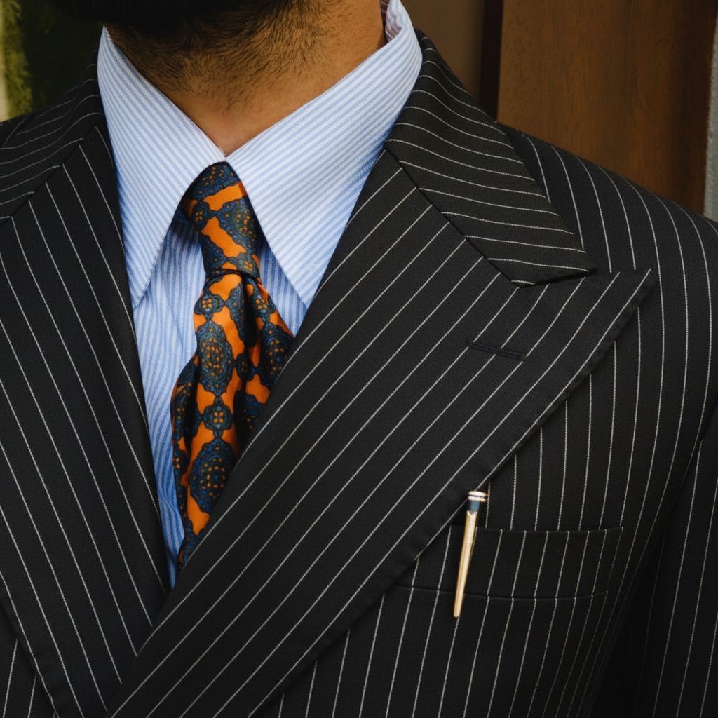 SIGNATURE BLACK PINSTRIPE  SUIT